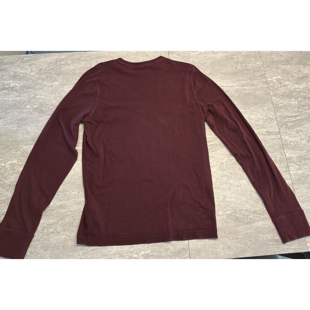 Hollister SZ XL Men's Burgundy Logo Long Sleeve T-shirt Crew Neck 2000s Vintage - Picture 3 of 10